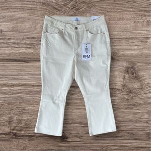NWT RFM MIA Raw Hem‎ Bootcut Cropped Jeans Tummy Control Off White Size 16 NEW